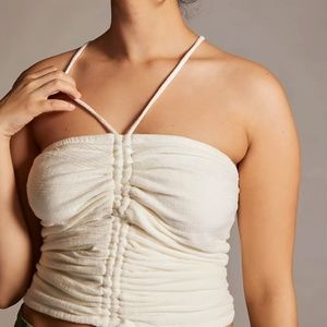 Anthropologie Ruched Ribbed Halter Top - XS